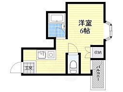 テルコート ワンルームの間取図画像