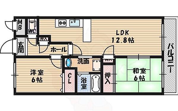 大阪府豊中市長興寺南３丁目(賃貸マンション2LDK・2階・53.00㎡)の写真 その2