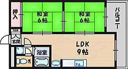 ハイツ北之防 2LDKの間取図画像