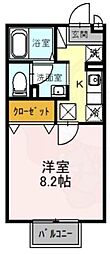 ヴェルドミール 1Kの間取図画像