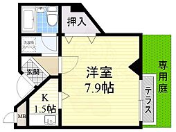 ナヴィール箕面 1Kの間取図画像