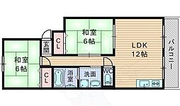 第2マンション寺直 2LDKの間取図画像