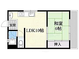 池田ハイツ 1LDKの間取図画像