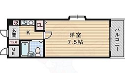 グランリッチ箕面 1Kの間取図画像