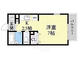 パセオ・グリーンヒルズ ワンルームの間取図画像