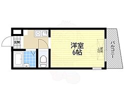 門戸サンヴァレイハイツ 1Kの間取図画像