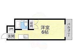 ロイヤルエスペラントオクノ ワンルームの間取図画像