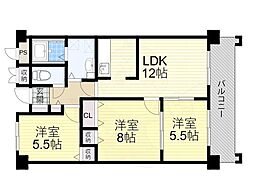 パークハイツアイリス1号館 3LDKの間取図画像