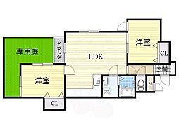 ヴィラ・ウッドランド2 2LDKの間取図画像