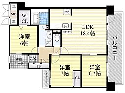 セーリオ千里中央グラントレンザ 3LDKの間取図画像