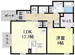 フランドール 1LDKの間取図画像