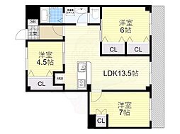 セントラルハイツ 3LDKの間取図画像