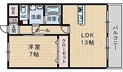 ハイツジロー 1LDKの間取図画像