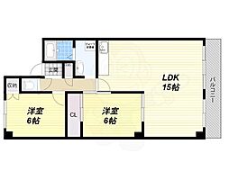 第二熊野ハイツ 2LDKの間取図画像
