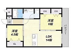 セントラルハイツ 2LDKの間取図画像