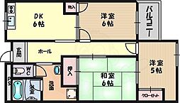 佐井寺ハイツ 3DKの間取図画像