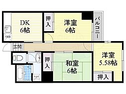 佐井寺ハイツ 3DKの間取図画像