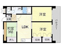 第2ユーロハイツ東豊中 3LDKの間取図画像