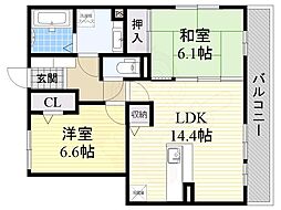 グリーンフロート山田東 2LDKの間取図画像