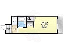 プチフラット千里山 1Kの間取図画像
