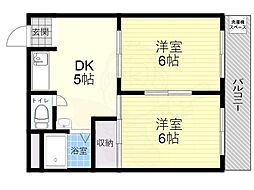 エリータ桃山台2 2DKの間取図画像