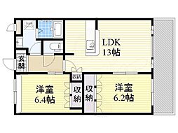 ル・モンド・セントレ 2LDKの間取図画像