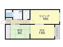 キンキマンション 2LDKの間取図画像