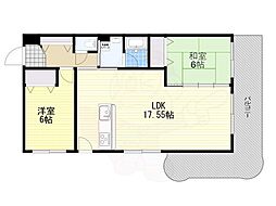 エクロール北久 2LDKの間取図画像
