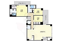 ロイヤルフェルティ豊中緑丘 3LDKの間取図画像