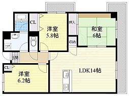 ヴィオラ千里 3LDKの間取図画像