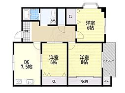 ロイヤルハイツ 3DKの間取図画像