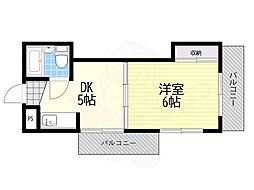 フレール千里 1DKの間取図画像