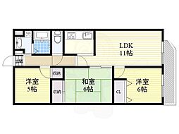 レスカーラ緑地公園 3LDKの間取図画像