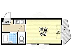 門戸サンヴァレイハイツ 1Kの間取図画像