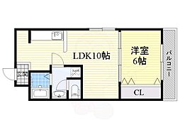 笹部ハイツ 1LDKの間取図画像