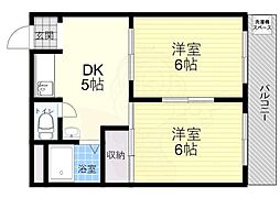 エリータ桃山台2 2DKの間取図画像