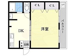 相互マンション 1DKの間取図画像