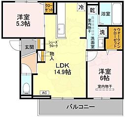 D-residence高槻市下田部A 2LDKの間取図画像