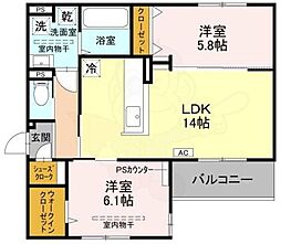 Dーresidence下田部B 2LDKの間取図画像