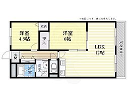 メゾンソレイユ 2LDKの間取図画像