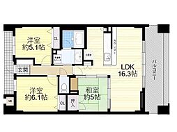 セレッソコート高槻上本町 3LDKの間取図画像