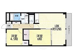 メゾンソレイユ 2LDKの間取図画像