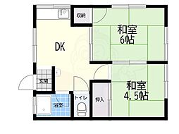 奥田コーポ 2DKの間取図画像