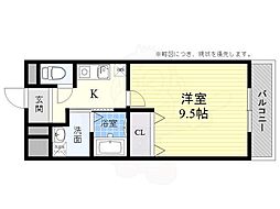 プライムコート南松原 1Kの間取図画像