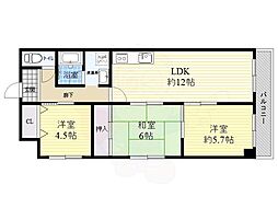 マーブルハイツ東和 3LDKの間取図画像