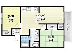 メゾンアサヒ 2LDKの間取図画像