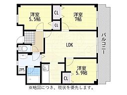 モナヴェイル 3LDKの間取図画像