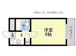 コーポ大栄B棟 1Kの間取図画像