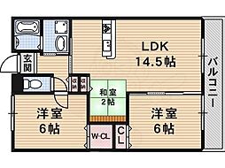 レクエルド藤 2LDKの間取図画像