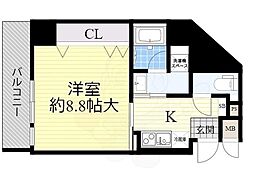 セスタ高槻 1Kの間取図画像
